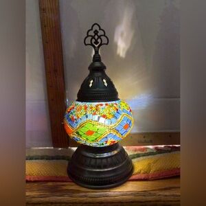 Turkish Mosaic Lamp multi‎ color stain glass 4   1/2 X 8